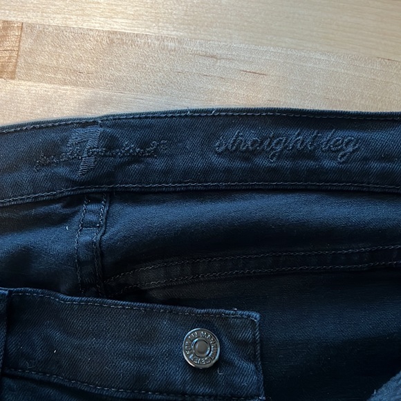 7 For All Mankind Mid-Rise Black Straight Leg Jeans, 30 - Picture 10 of 11
